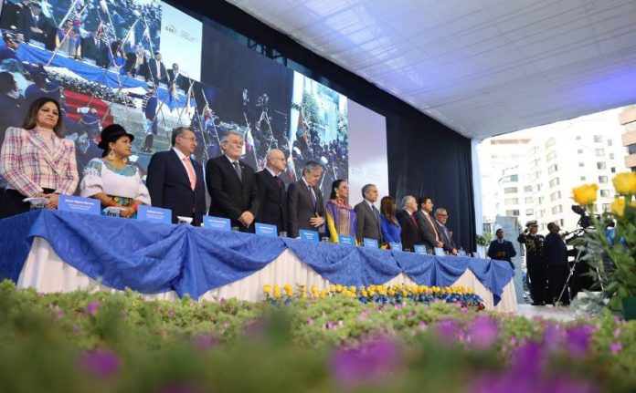 Instalaciones del CNE Matriz, inicia el acto de inauguración de las Elecciones Seccionales, del Consejo de Participación Ciudadana y Control Social