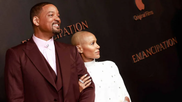 Will Smith y su esposa Jada Pinkett Smith asistieron al estreno en Los Ángeles de 'Emancipation', donde le dijo a la audiencia que era 'un monstruo absoluto de una película difícil de hacer'. Foto: AFP.