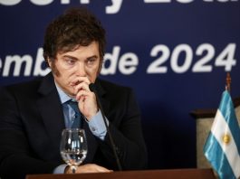 Javier Milei, presidente de Argentina, con cara de preocupación.