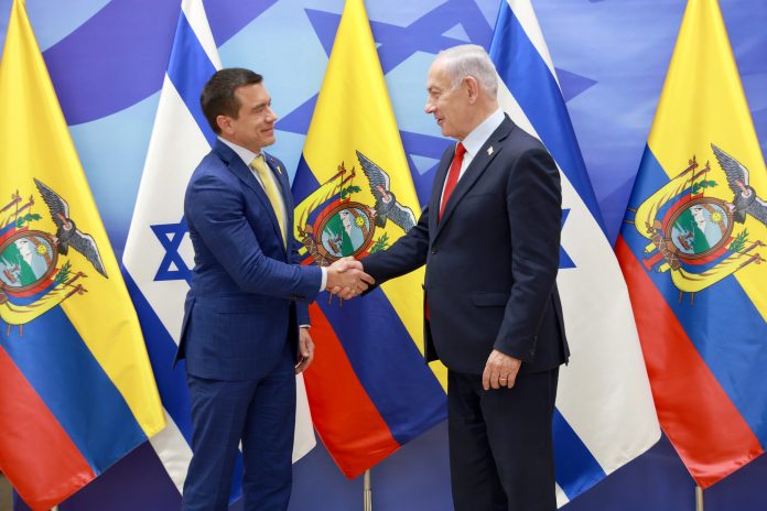 Noboa y Netanyahu en reunión. ISRAEL, 05 DE MAYO DE 2025.